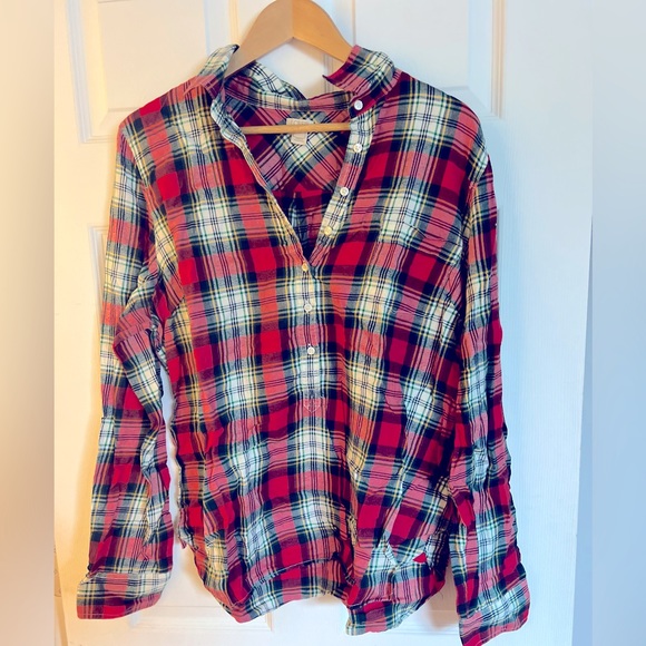JCrew 1/2 button up plaid shirt XL - Picture 1 of 1